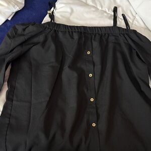 Calvin Klein Black Blouse with Gold Buttons